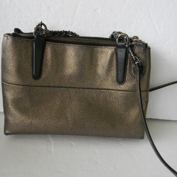 Coach 33619 Mini Borough Chain Bag Metallic Bronze Gunmetal Turnlock CROSSBODY - Picture 3 of 12